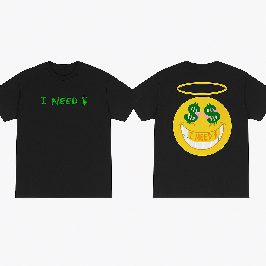 I NEED $ T-Shirt – BLACK - Official YGTUT Merch